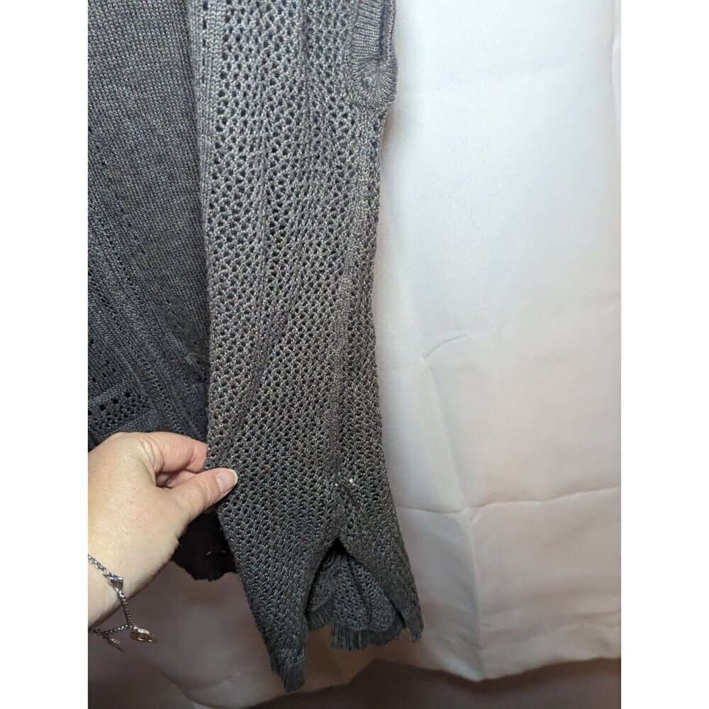 Lane Bryant Gray Sleeveless Sweater Open Knit Crochet Trim Size 14-16 - Picture 6 of 14